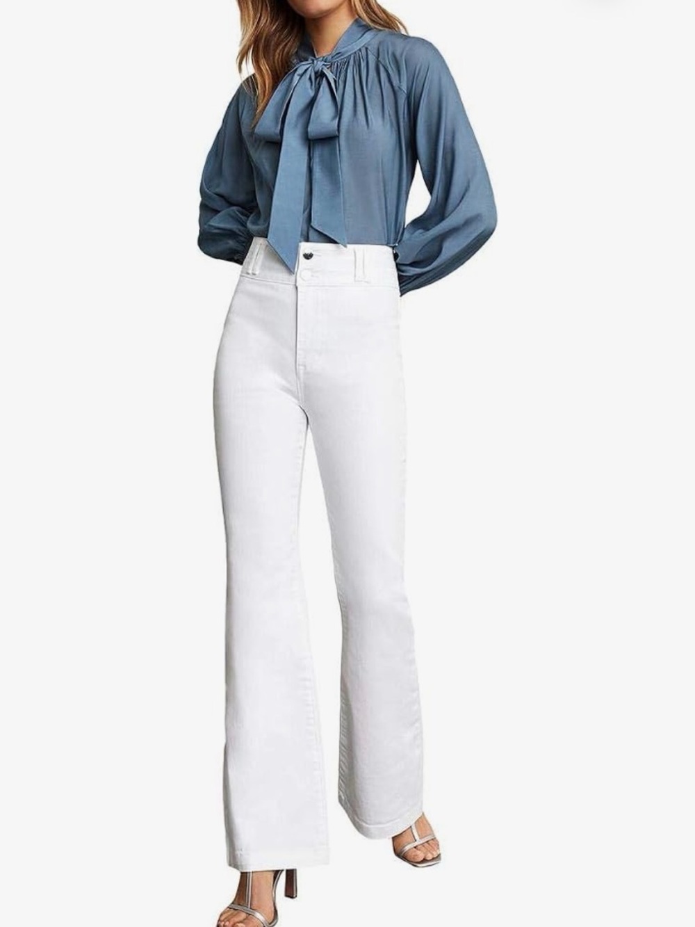 BCBGMaxAzria White High-Rise Flare Jeans
